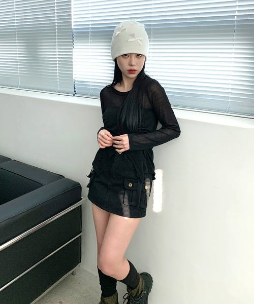 「FOLLOWIN」 ニットキャップ ONE SIZE ブラック レディース_画像4