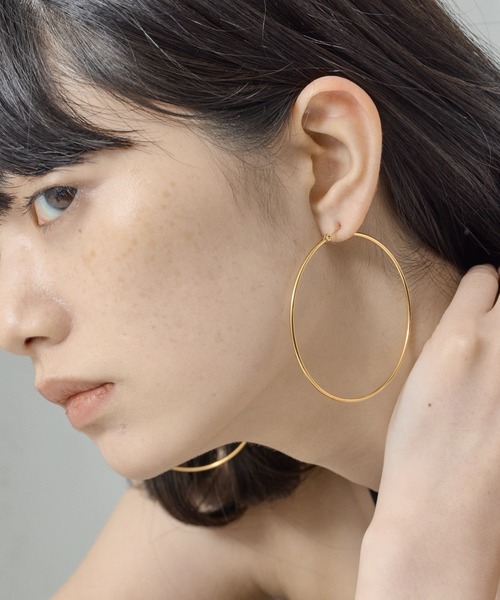 ORLEAN ピアス シンプルフープピアス 6cm レディース : ZOZOTOWN Yahoo