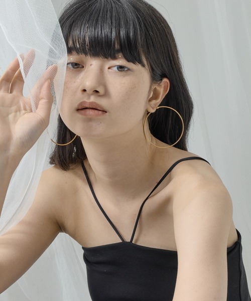 ORLEAN ピアス シンプルフープピアス 6cm レディース : ZOZOTOWN Yahoo 