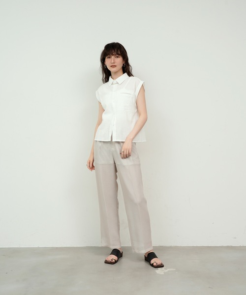 【ミホコ】wafu/cip リネンワイドフレンチスリーブブラウス wafu 】 linen clothing