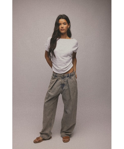 アリシアスタン　カラーデニム　グレー デニム ワイドレッグパンツ ALEXIA STAM ジーンズ デニム デニムパンツ Color Denim Pants