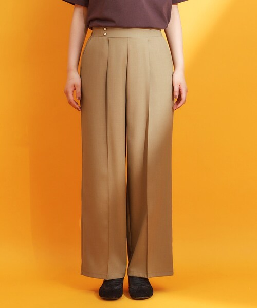 THE SHOP TK パンツ 麻調ピンタックワイドパンツ「洗濯機OK