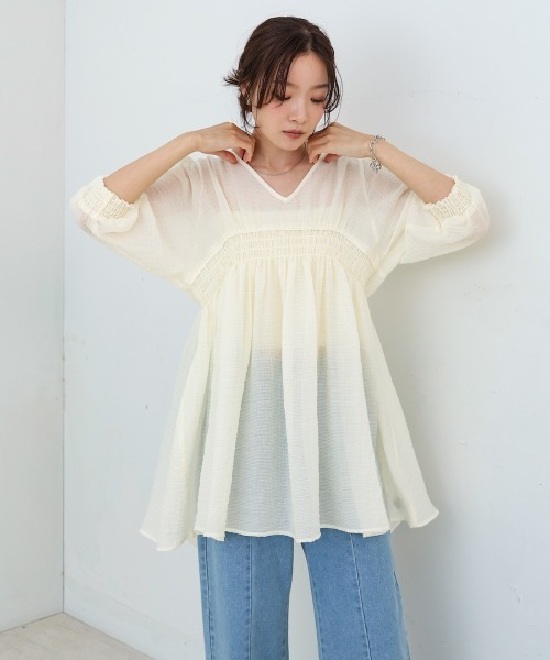 【Ganni】関税込★パープル ヘンプ ミニワンピース ギャザー入り GANNI ヘンプ ミニワンピース ギャザー入り | THE OUTNET