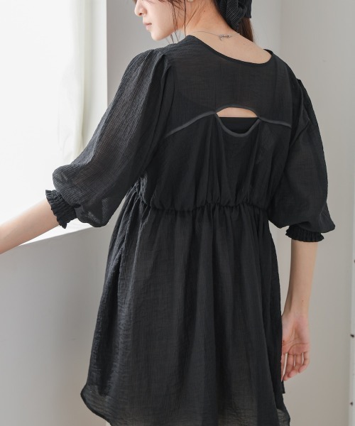 【sandro】関税込★ブラック ミニワンピース ドット ギャザー ドット（水玉） sandro(サンドロ) ワンピース(レディース