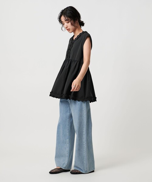 UNITED ARROWS - ★新品★未使用★ユナイテッドアローズ★Vネックプリーツブラウス★ブラック★ UNITED ARROWS ブラウス シャツ タックプリーツフリル Vネック