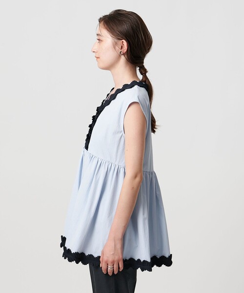 UNITED ARROWS - ★新品★未使用★ユナイテッドアローズ★Vネックプリーツブラウス★ブラック★ UNITED ARROWS ブラウス シャツ タックプリーツフリル Vネック