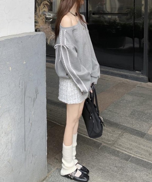 トレーナー スウェット レースワンショルスウェット レディース