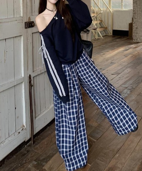 トレーナー スウェット レースワンショルスウェット レディース