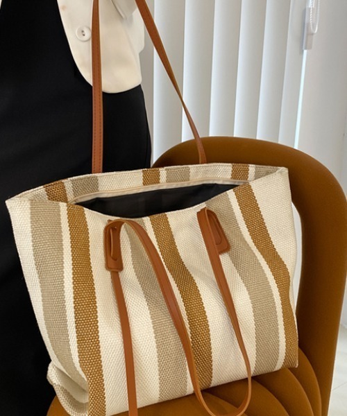極美品】A VACATION/CARAMEL マルチストライプ トートバッグ バッグ