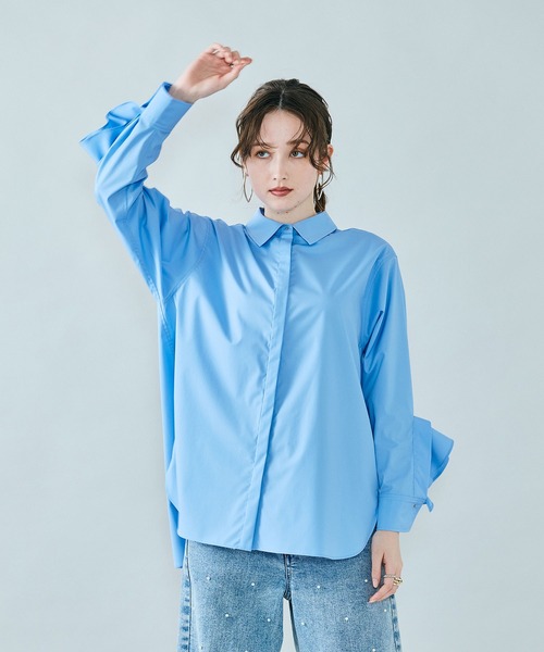 オーディア ミューズ（Audie a Muses）/袖口フリル開きブラウス Audie a Muses（オーディア ミューズ） ブラウス シャツ 袖口フリル