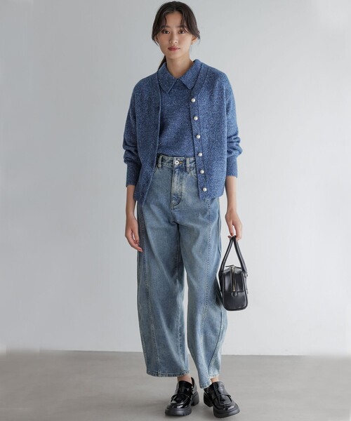 組曲 スパンコールヤーン カーディガン 組曲（KUMIKYOKU） カーディガン スパンコールヤーン カーディガン