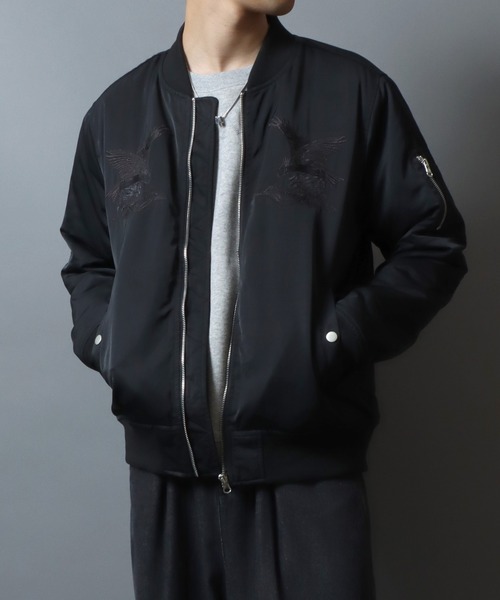 ANPAS（アンパス） ma1 ma-1 MA-1 bomber jacket with back embroidery