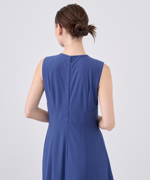 ANAYI 水色 ノースリーブワンピース Eternal Line 2024】ふくれジャガードノースリーブ