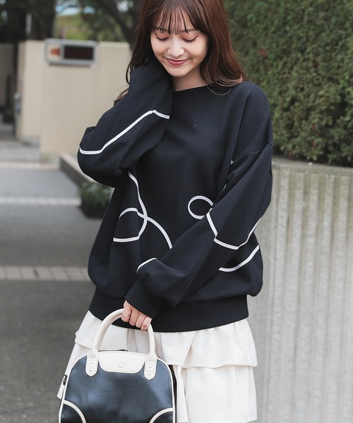 Honeys（ハニーズ） トレーナー スウェット コード刺繍ゆるトップス