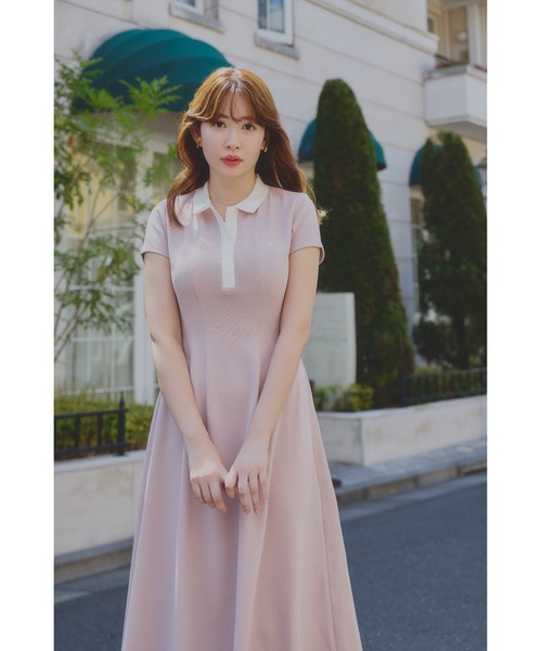 humoresque ピンクベージュ ロングワンピース 半袖　シルク humoresque ピンクベージュ ロングワンピース 半袖 シルク 楽天市場
