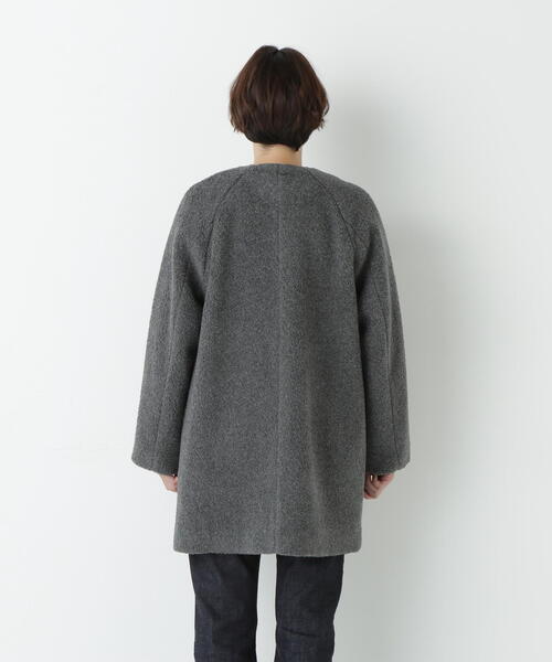 human woman ノーカラーコート human woman（ヒューマンウーマン） ノーカラーコート コート ボアノー