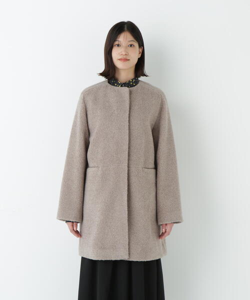 human woman（ヒューマンウーマン） ノーカラーコート コート ボアノー
