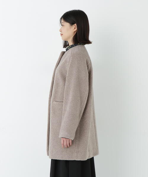 human woman（ヒューマンウーマン） ノーカラーコート コート ボアノー