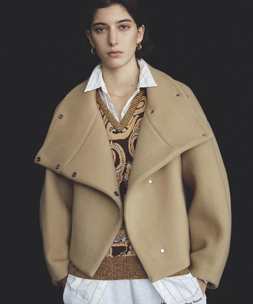 mici ミチ ROSE BUDビッグスタンドジャケット ショート丈ウールコート ROSE BUD（ローズバッド） コート アウター (mici)BIG STAND COLLAR