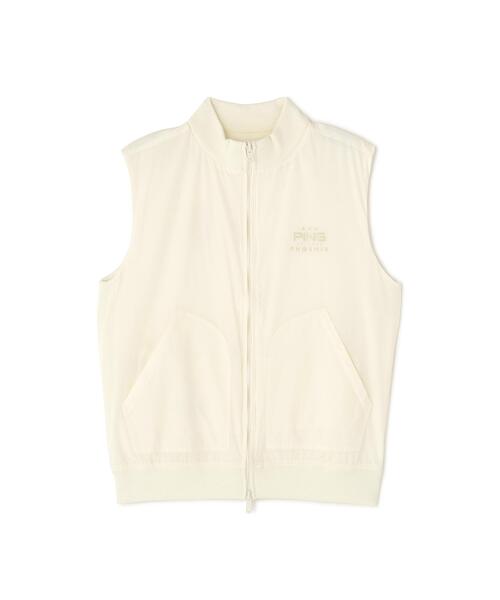 【ホワイト】プレーンニット/布帛 リバーシブルフルジップニットベスト <PERFORMANCE> (MENS) PING（ピン） ベスト ジレ 「PING APPAREL」プレーンニット/布帛