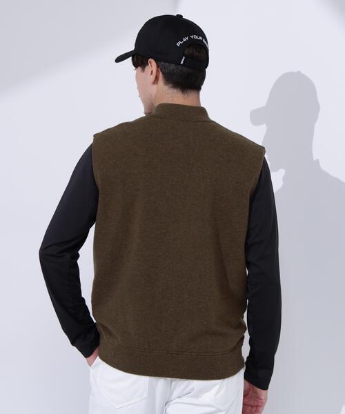 【ホワイト】プレーンニット/布帛 リバーシブルフルジップニットベスト <PERFORMANCE> (MENS) PING（ピン） ベスト ジレ 「PING APPAREL」プレーンニット/布帛