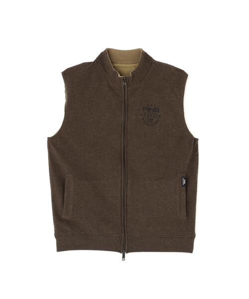 【イエロー】プレーンニット/布帛 リバーシブルフルジップニットベスト <PERFORMANCE> (MENS) PING（ピン） ベスト ジレ 「PING APPAREL」プレーンニット/布帛