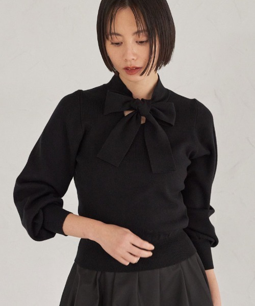 &. NOSTALGIA（ノスタルジア） ニット セーター 袖タックボウタイ