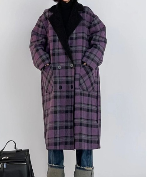 Diosfront コート チェスターコート リバーシブルチェック柄メルトン
