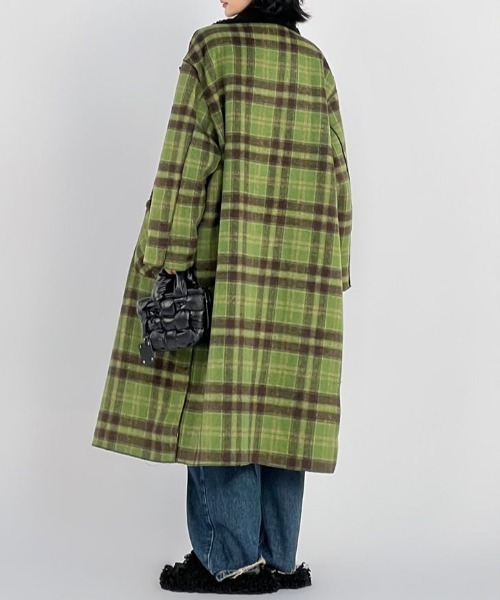 Diosfront コート チェスターコート リバーシブルチェック柄メルトン