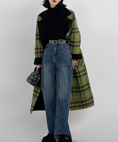 Diosfront コート チェスターコート リバーシブルチェック柄メルトン