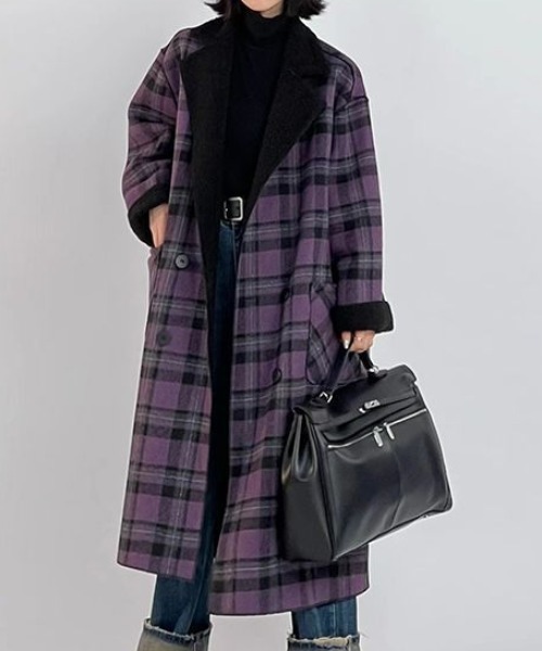 Diosfront コート チェスターコート リバーシブルチェック柄メルトン