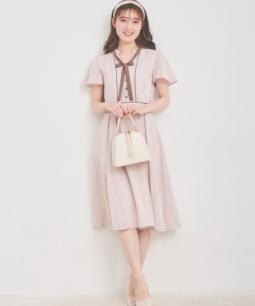 「LAISSE PASSE」 半袖ワンピース 36 ベージュ レディースの画像3