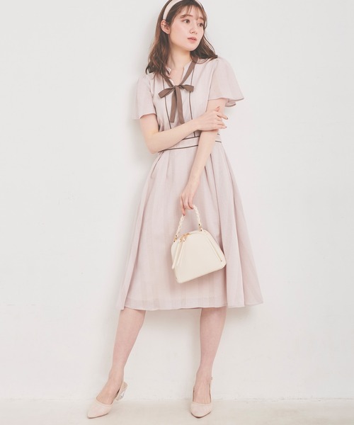 「LAISSE PASSE」 半袖ワンピース 36 ベージュ レディースの画像5