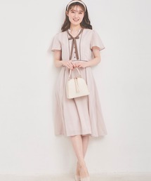 「LAISSE PASSE」 半袖ワンピース 36 ベージュ レディースの画像6