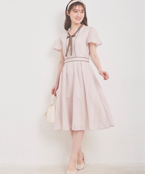 「LAISSE PASSE」 半袖ワンピース 36 ベージュ レディースの画像7