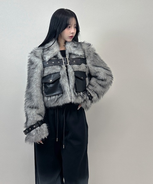 FOLLOWIN（フォロウィン） コート アウター レザーポケットベルト