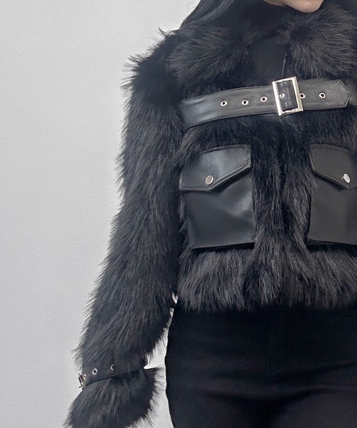 FOLLOWIN（フォロウィン） コート アウター レザーポケットベルト