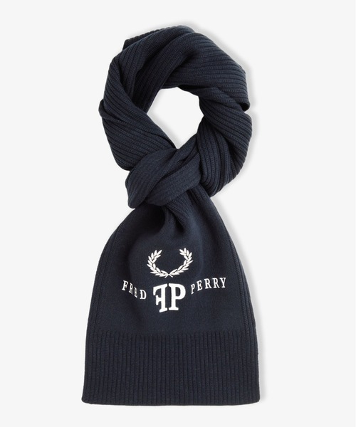 Fred Perry 黒 マフラー フリンジ付き 未使用) FRED PERRY フリンジ付きマフラー 黒/ネイビー - メルカリ