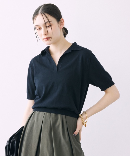 「BABYLONE」 半袖ニット フリー ネイビー レディース_画像4