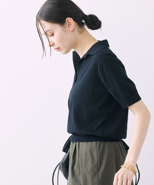 「BABYLONE」 半袖ニット フリー ネイビー レディース_画像5