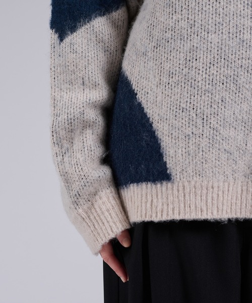 「ONCILY」 長袖ニット SMALL ネイビー メンズ_画像4