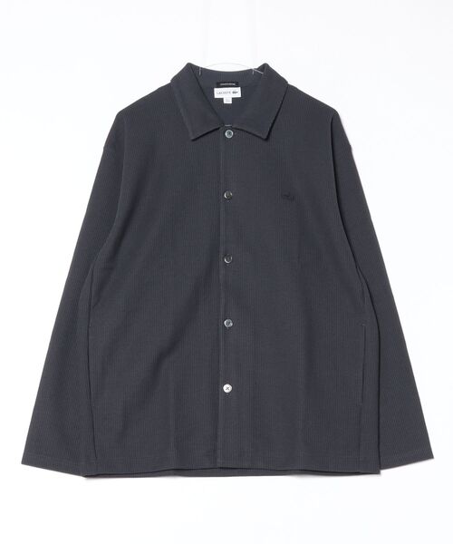 LACOSTE グレー シャツジャケット セール】 モノグラム柄 プリントジャカードシャンブレー