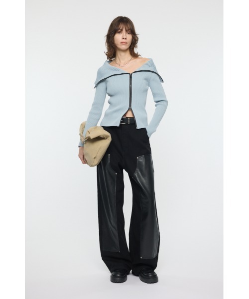 パトゥ PATOU 23AW ターンアップ ワイド デニム ジーンズ 34 黒