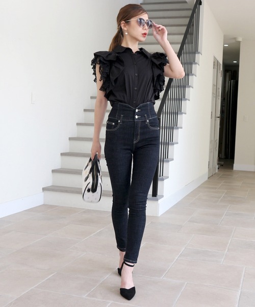 「ROYAL PARTY」 スキニーデニムパンツ MEDIUM インディゴブルー レディース_画像9