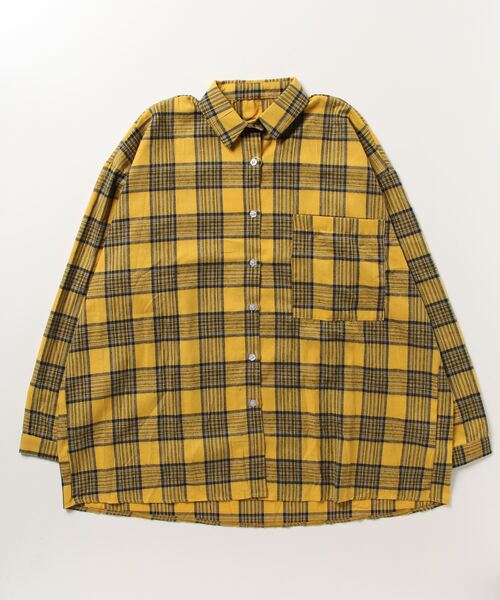 「Dream garden」 長袖ネルシャツ FREE イエロー レディース_画像5