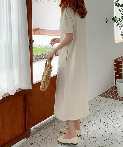 「FAVORITO」 半袖ワンピース F ベージュ レディース_画像4