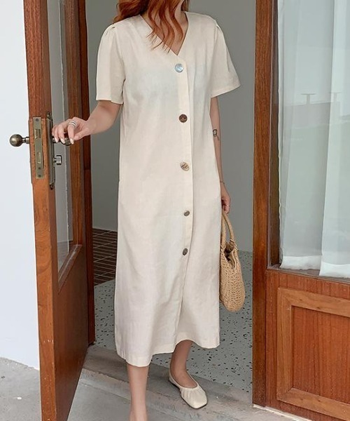 「FAVORITO」 半袖ワンピース F ベージュ レディース_画像7