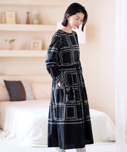 Sunny clouds（サニークラウズ） 長袖ワンピース L ブラック系その他