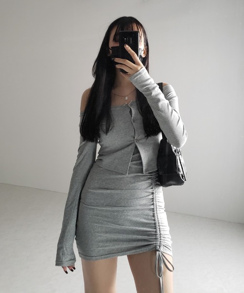 「me+em select」 キャミソールワンピース FREE ブラック レディース_画像2