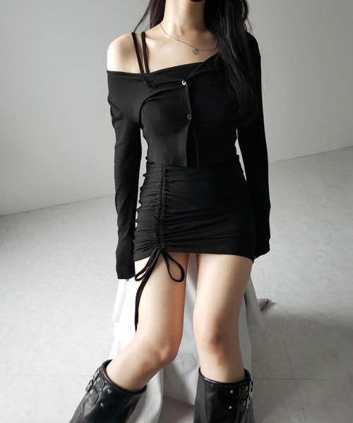 「me+em select」 キャミソールワンピース FREE ブラック レディース_画像4